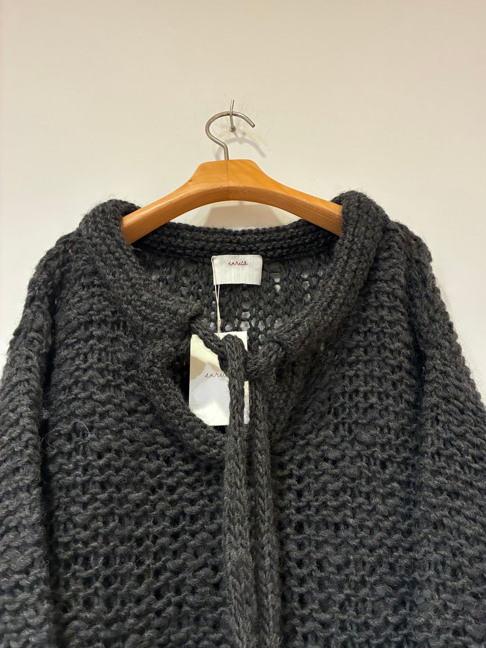 ROW WOOLパーカーライクニット / ローゲージニット / チャコールグレー