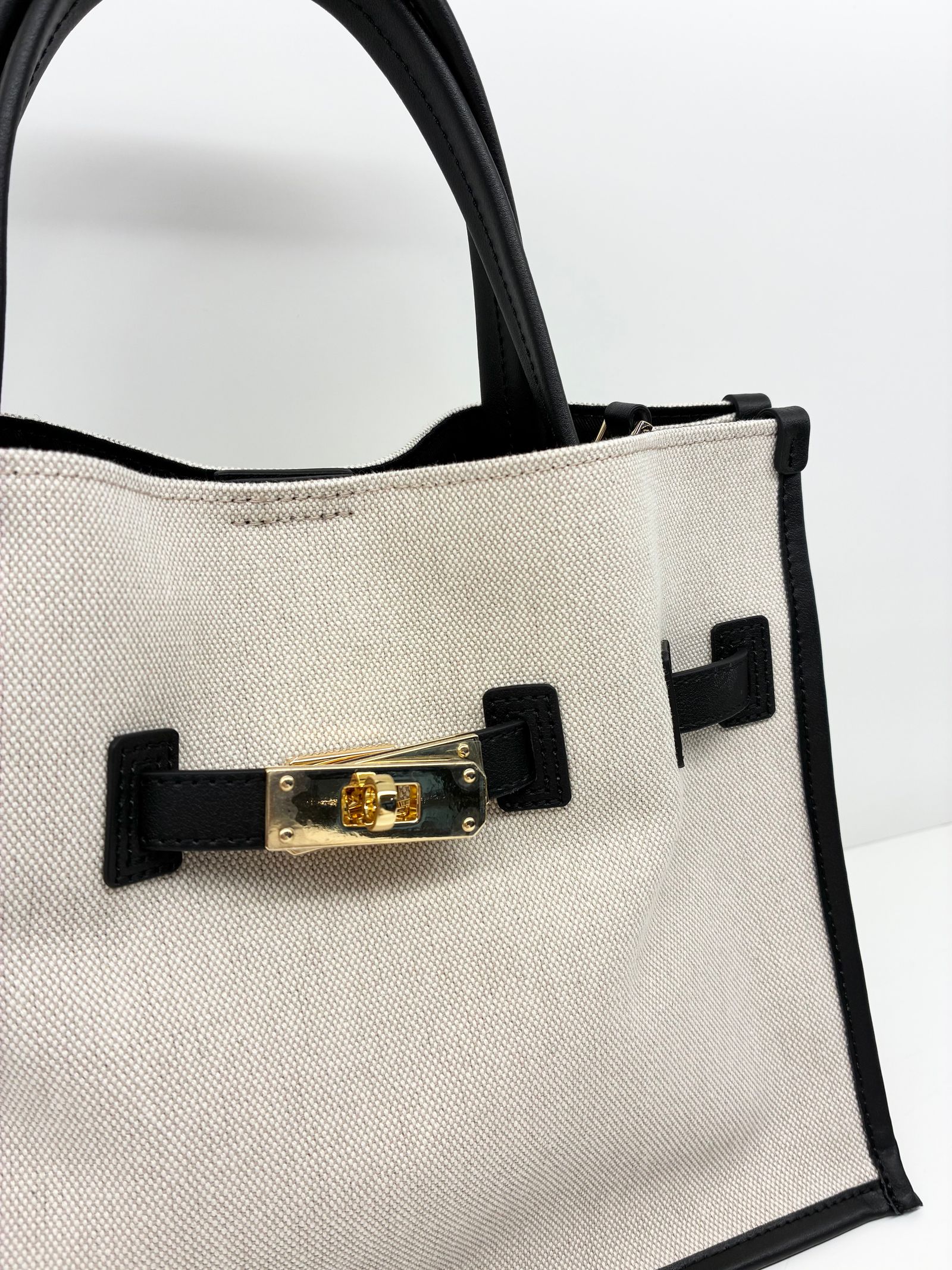 BRUNO / キャンバスレザーパイピングバッグ / キナリ / ブラック