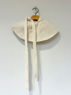 WOOLEN COTTON & EX.FINE LAMBS WOOL RIBBED-KNIT FRILL COLLAR / フリル付襟ニット / ホワイト