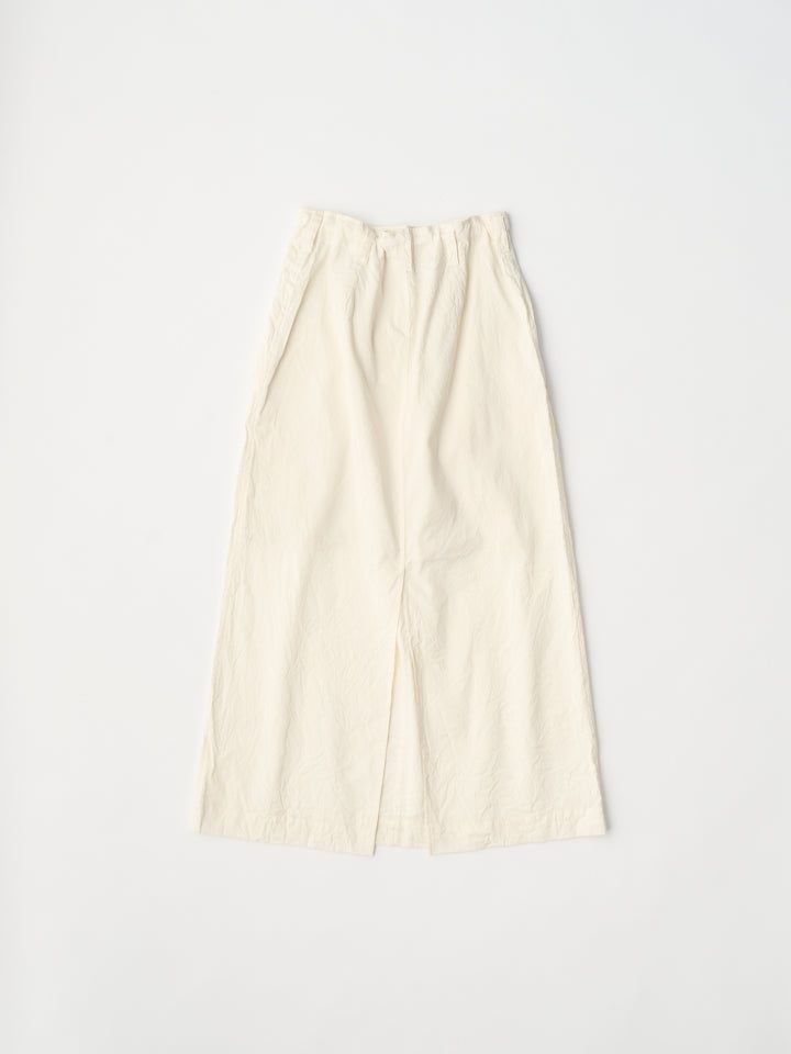 washed & wrinkled cordlane maxi skirt / ロングスカート / ミリタリースカート / ホワイト