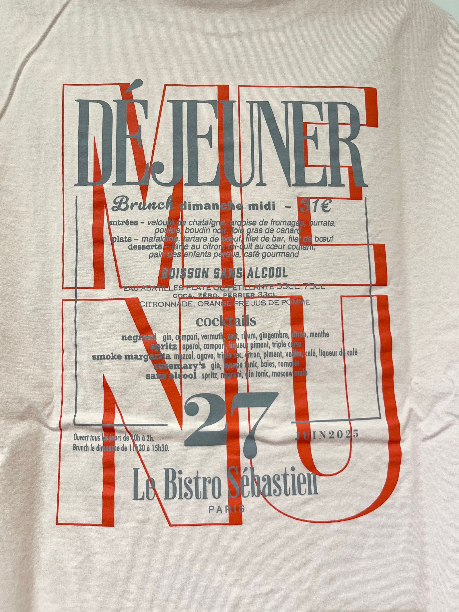 BISTRO MENU TEE / プリントTシャツ / ピンク