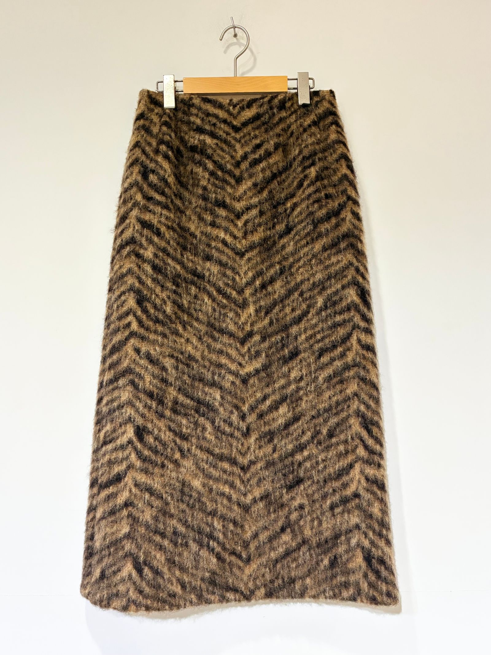ウールゼブラシャギータイトスカート / ベージュ