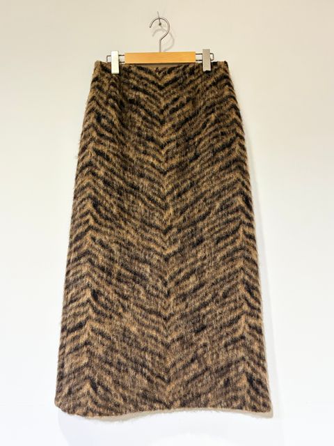 ウールゼブラシャギータイトスカート / ベージュ