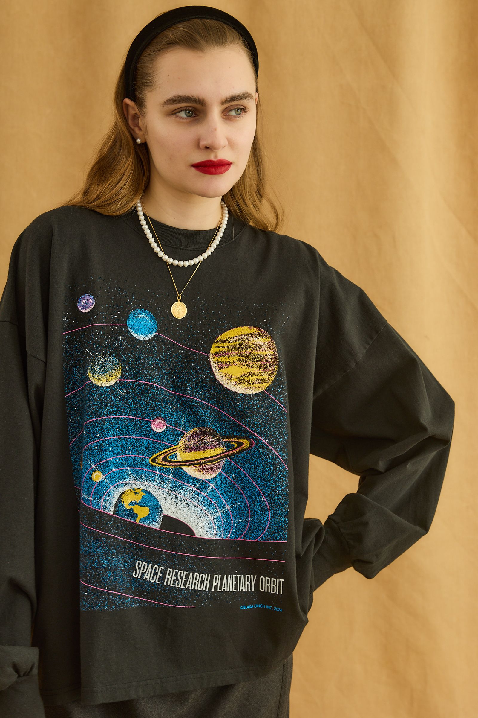 PLANET LONG TEE / プリントロンT / ブラック