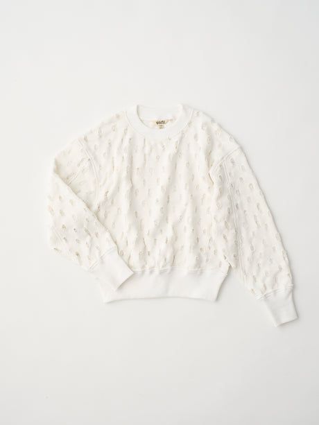 ripped-mesh cotton terry sweatshirt / メッシュ加工スウェット / ホワイト