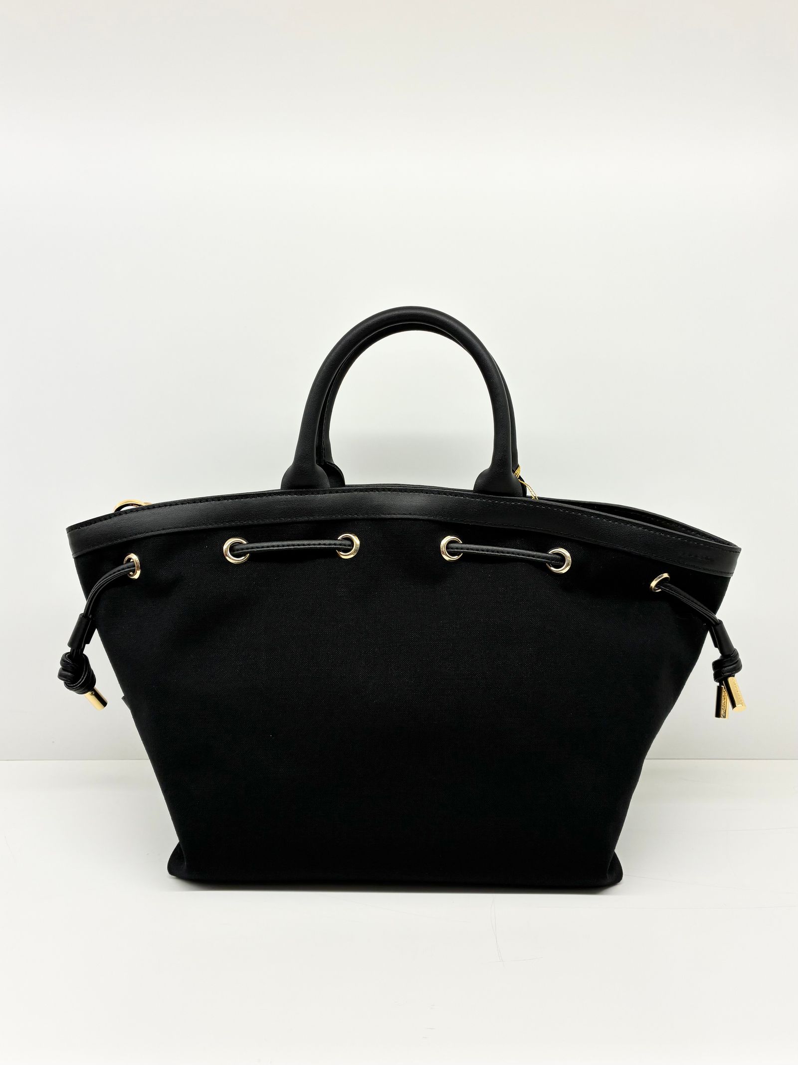 CAMPER / レザーコードキャンバスバッグ / ブラック