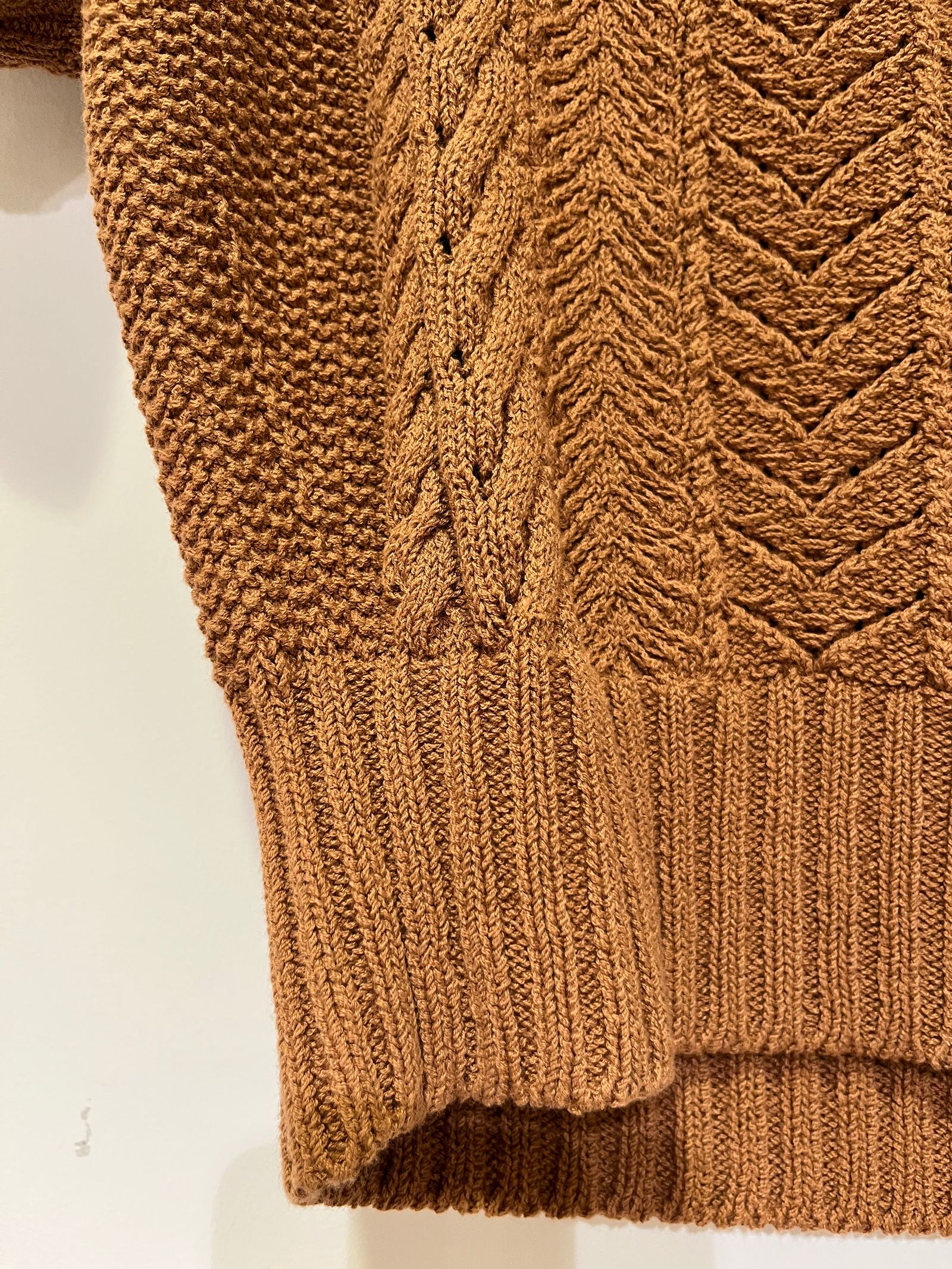 unfil - open work cable-knit cotton sweater unfil アンフィル