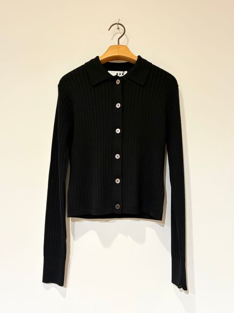 ウールアウトフィット ポロカーディガン / ポロニット / ブラック