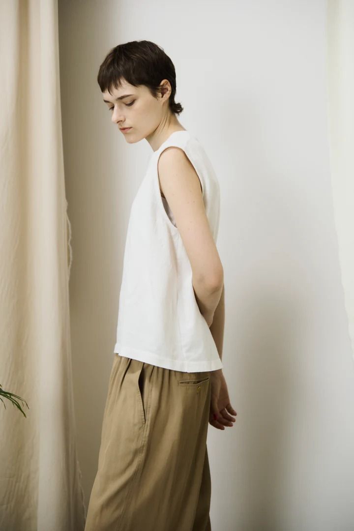 dry touch cotton jersey sleeveless Tee / ノースリーブカットソー / ホワイト