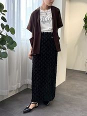 fringe jacquard tight skirt / フリンジジャガードタイトスカート / ブラック