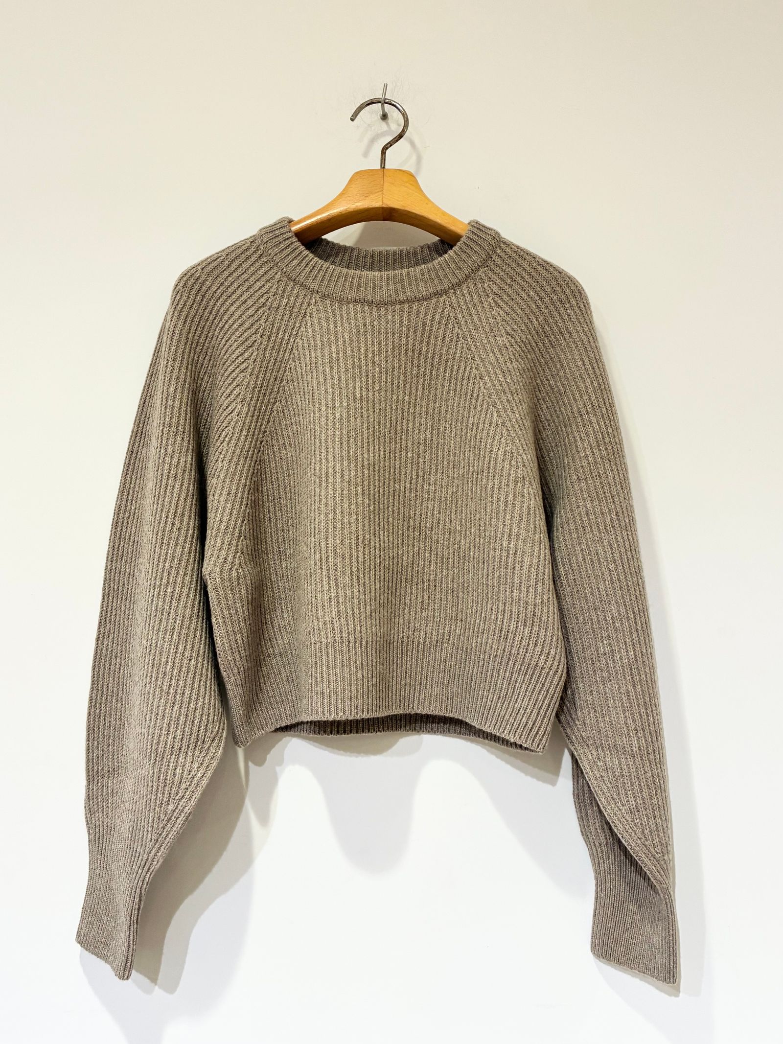 WOOLEN COTTON & EX.FINE LAMBS WOOL RIBBED-KNIT P/O / ショート丈ニット / ベージュ