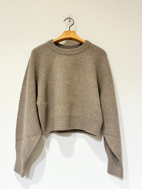 WOOLEN COTTON & EX.FINE LAMBS WOOL RIBBED-KNIT P/O / ショート丈ニット / ベージュ