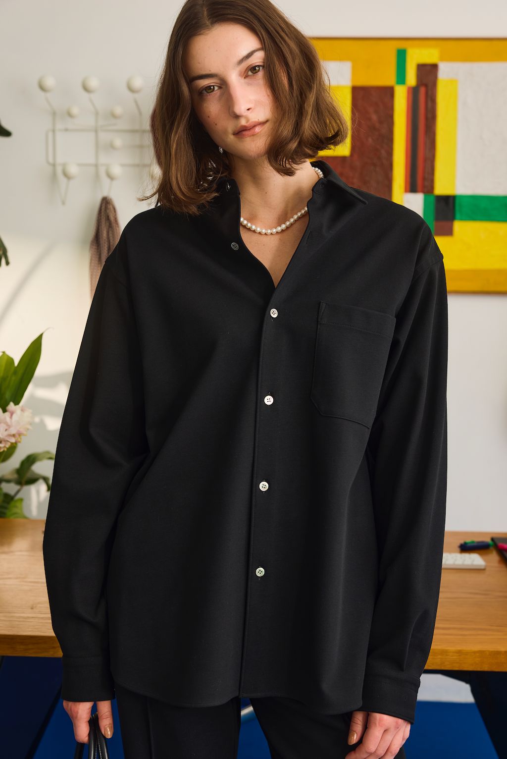 JERSEY AUTHENTIC SHIRT / ジャージーオーバーサイズシャツ / ブラック