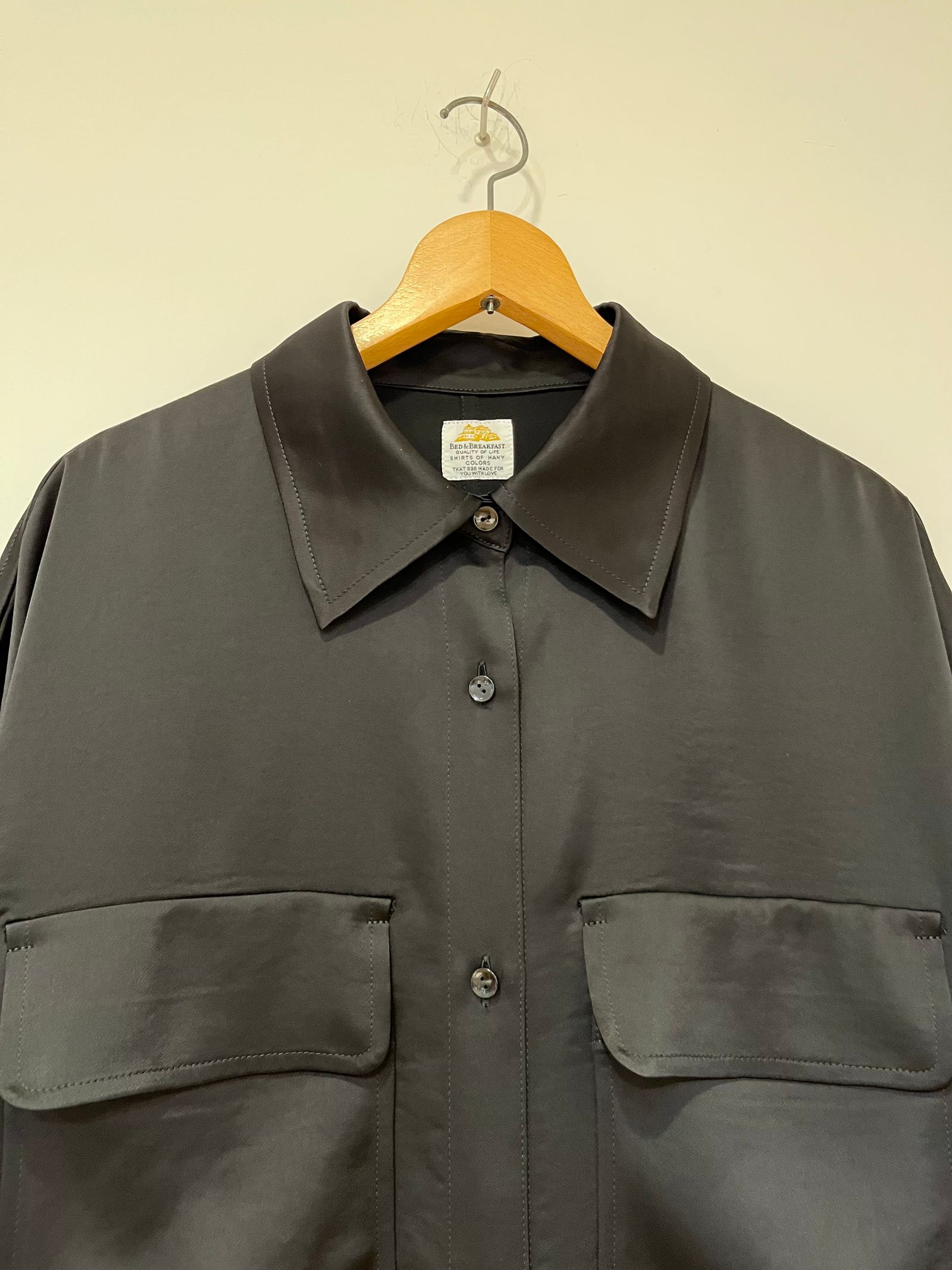 Bed&Breakfast / Satin LRM Shirts / サテンシャツ / ブラック