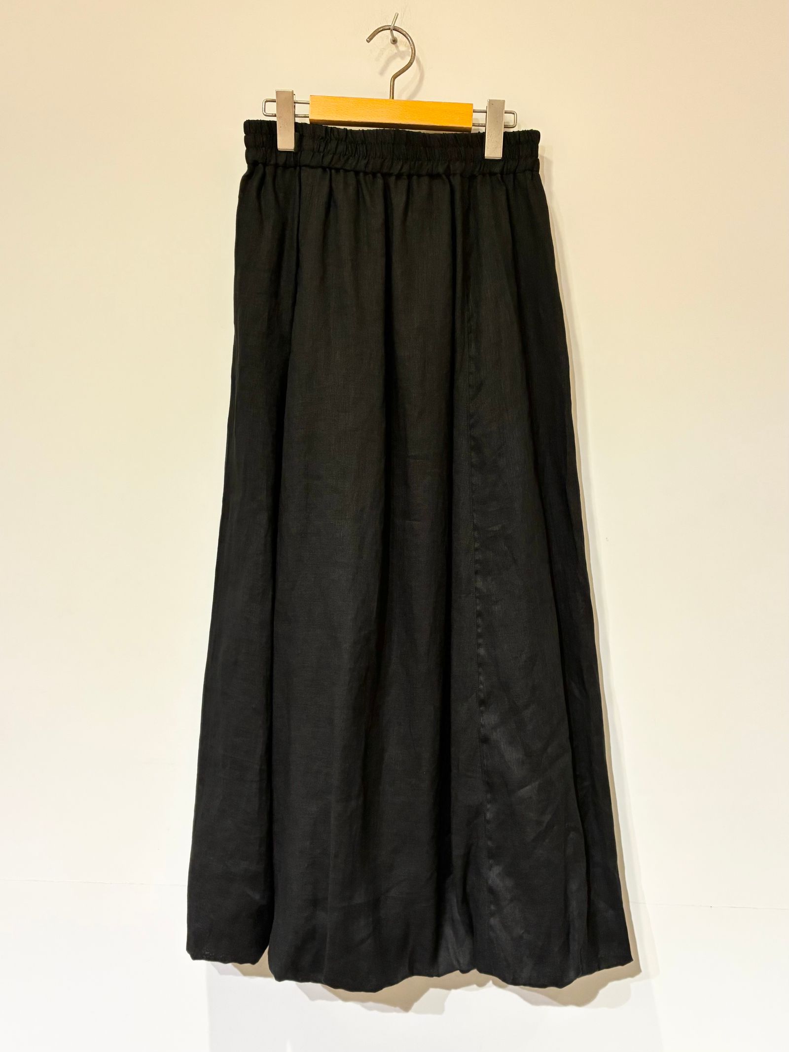 LINEN BALLOON SKIRT / リネンフレアスカート / ブラック