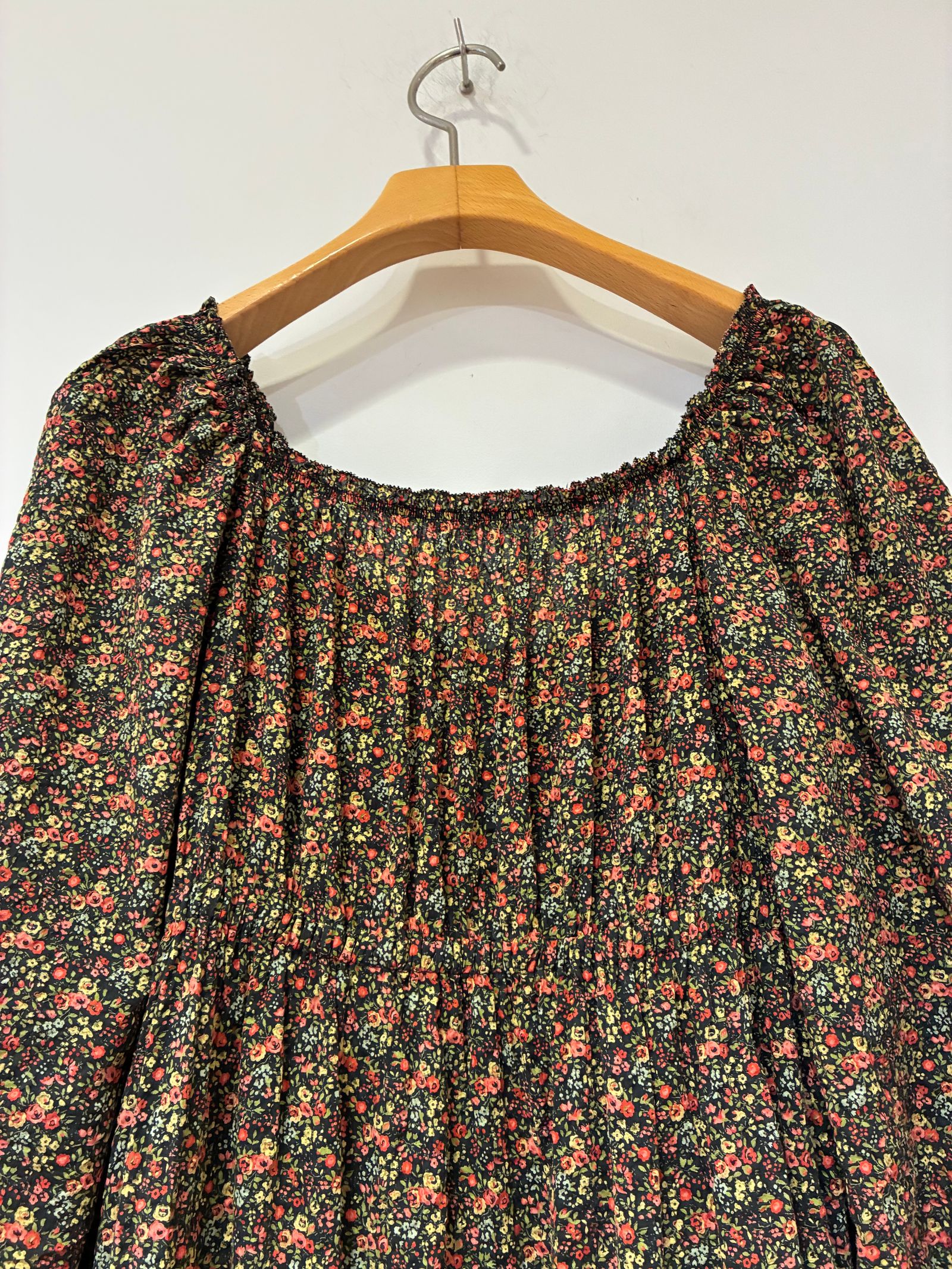 Printed Dress / 花柄プリントワンピース / ブラック