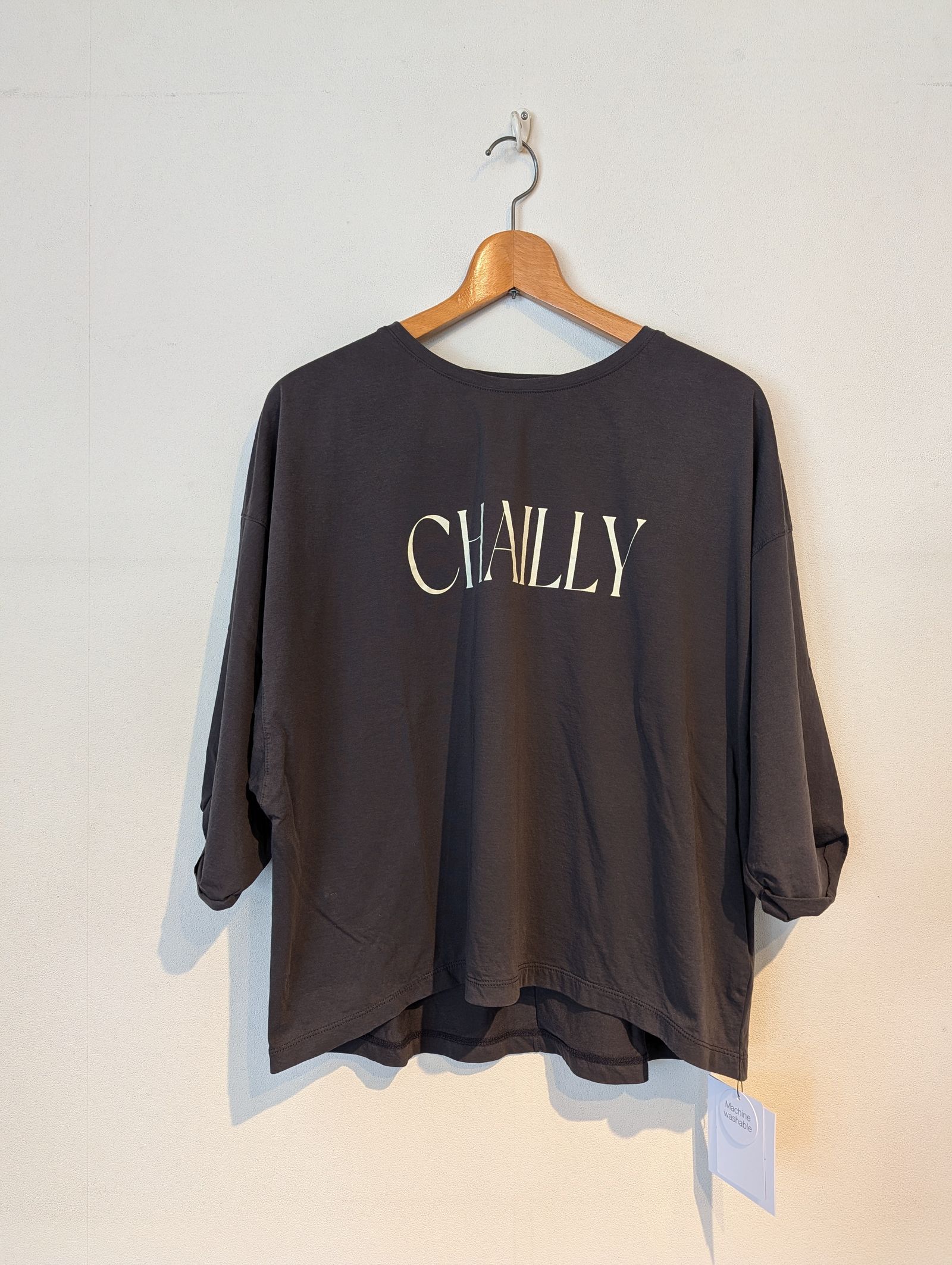 "CHAILLY"ロゴ5分袖T-shirt / 5分袖Tシャツ / ロゴTシャツ / ダークグレー