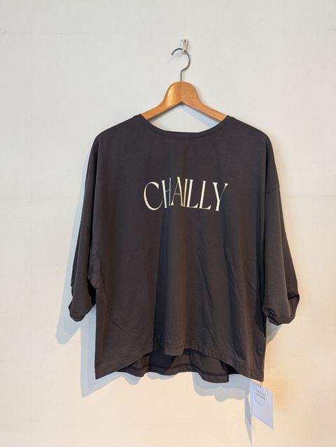 "CHAILLY"ロゴ5分袖T-shirt / 5分袖Tシャツ / ロゴTシャツ / ダークグレー