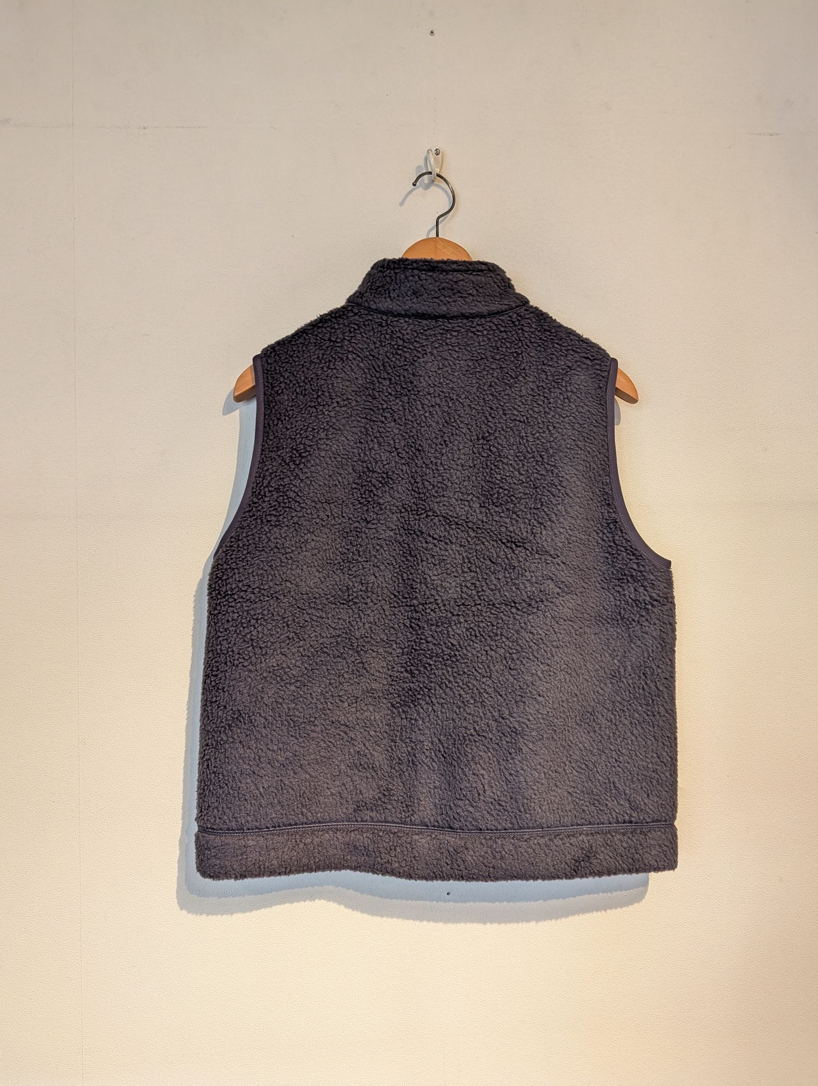 Women's Double Face Boa Stand Collar Vest / ボアスタンドカラーベスト / チャコールグレー
