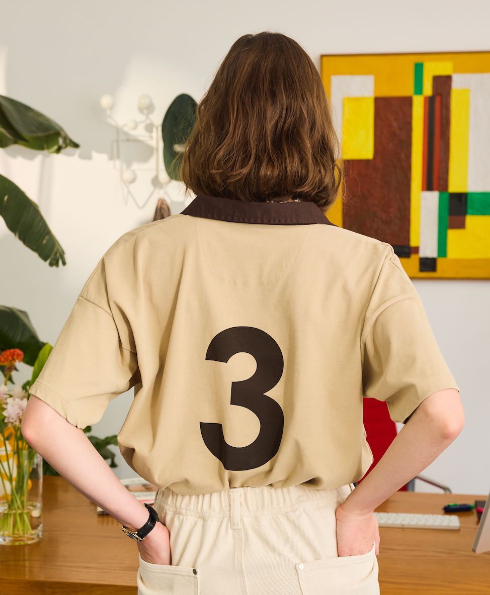 GAME SHIRT / 襟付き半袖プリントTシャツ / ベージュ