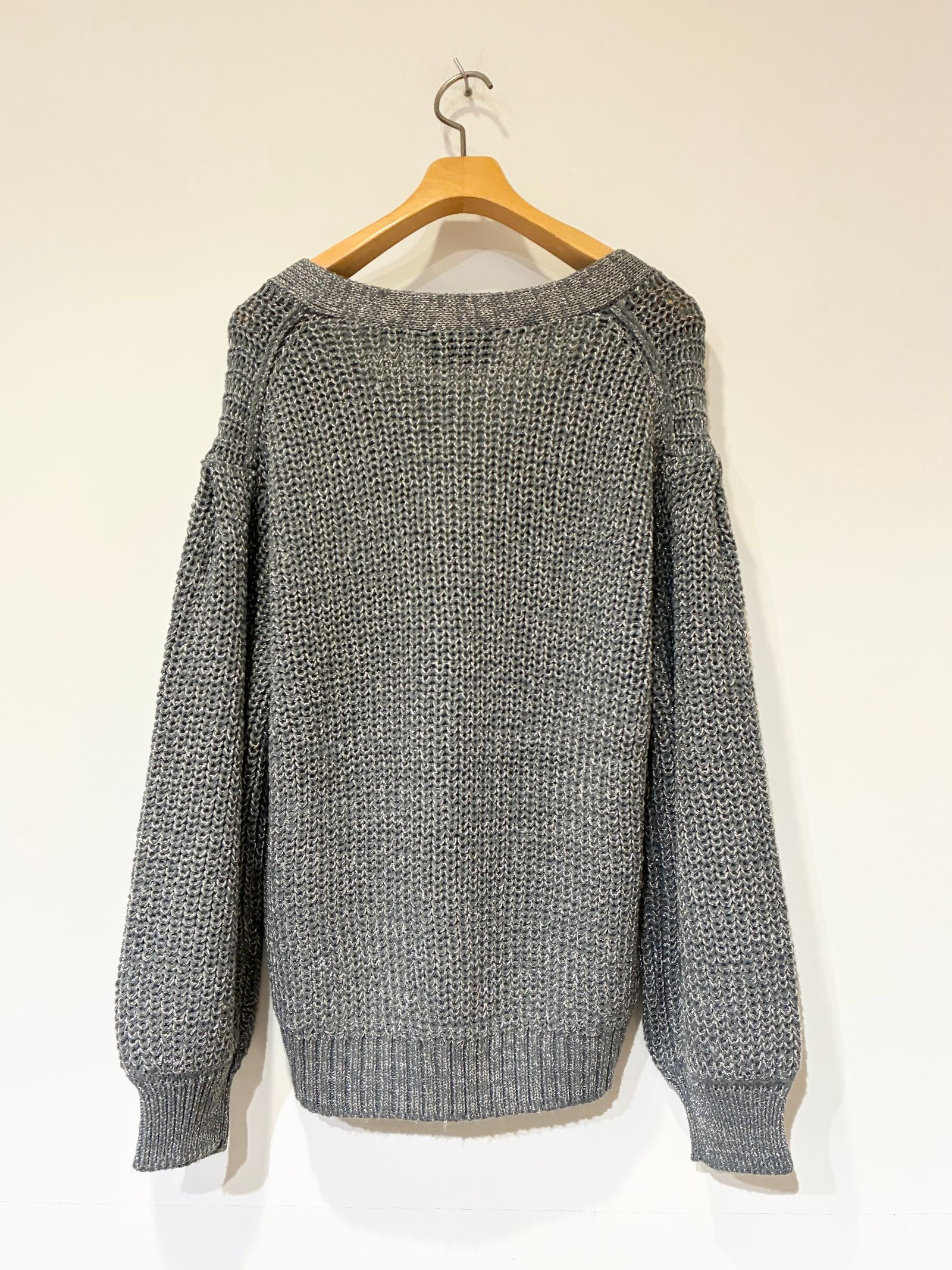 スパークリングセーター カーディガン / ラメカーディガン / チャコールグレー