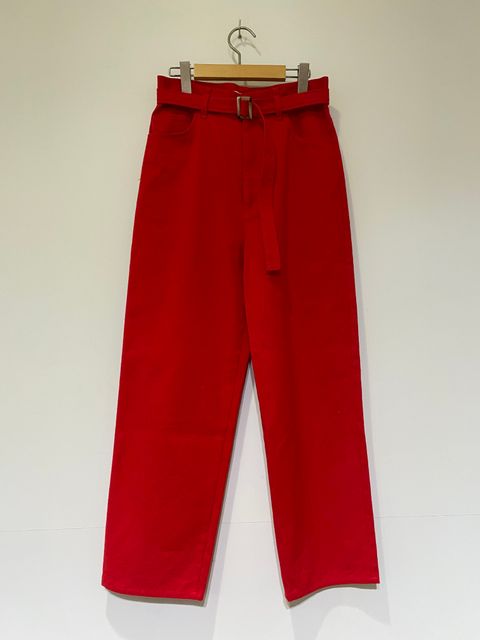 Cotton Linen Belt Pants in Red greed international グリードインターナショナル コットンリネンパンツ