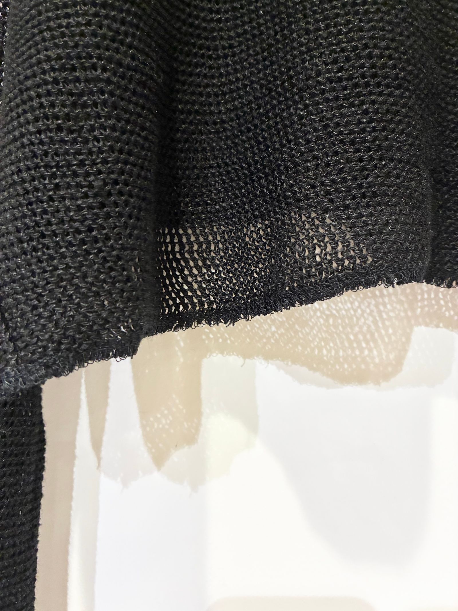 Boat Neck Top / リネンメッシュニット / ブラック