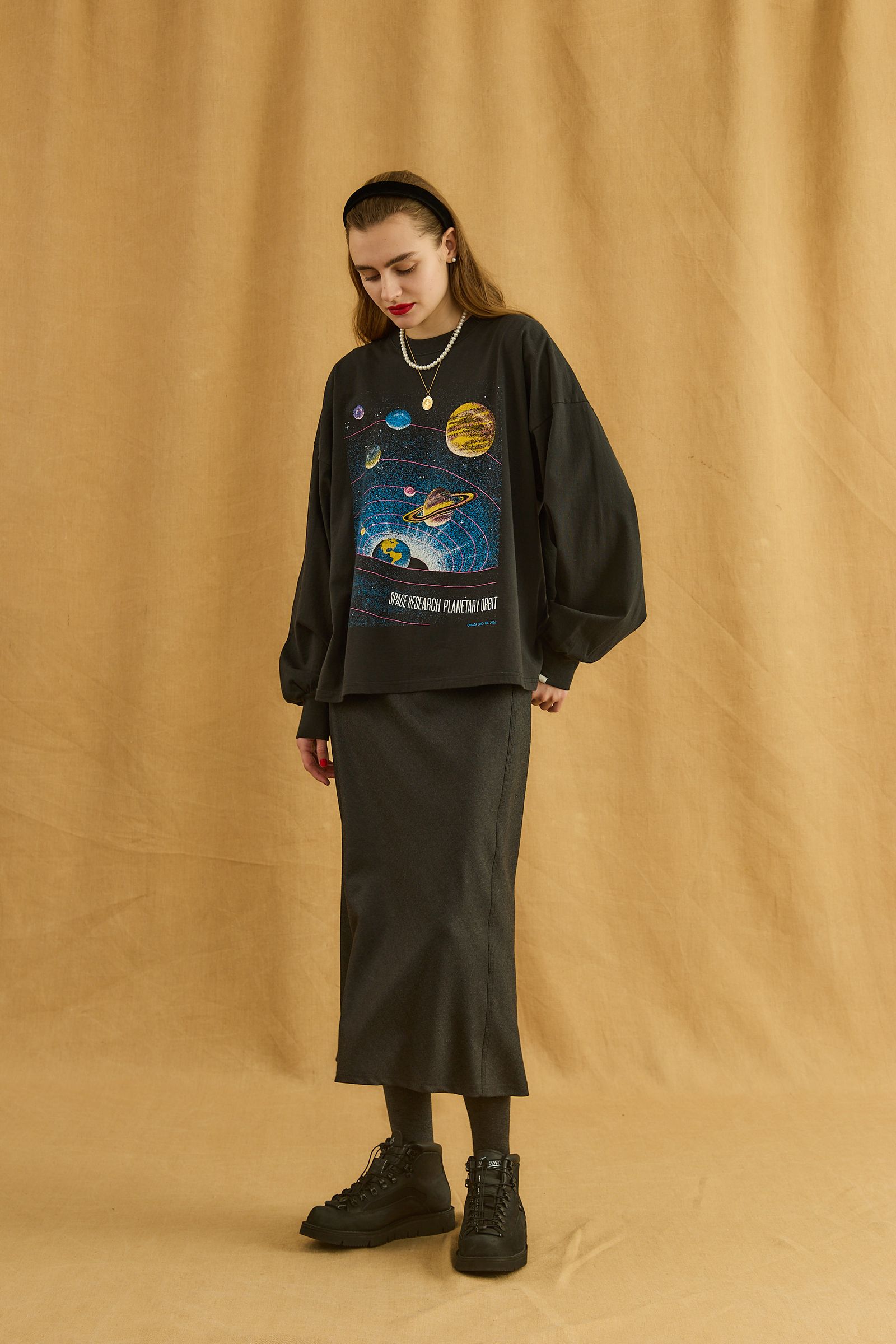 PLANET LONG TEE / プリントロンT / ブラック