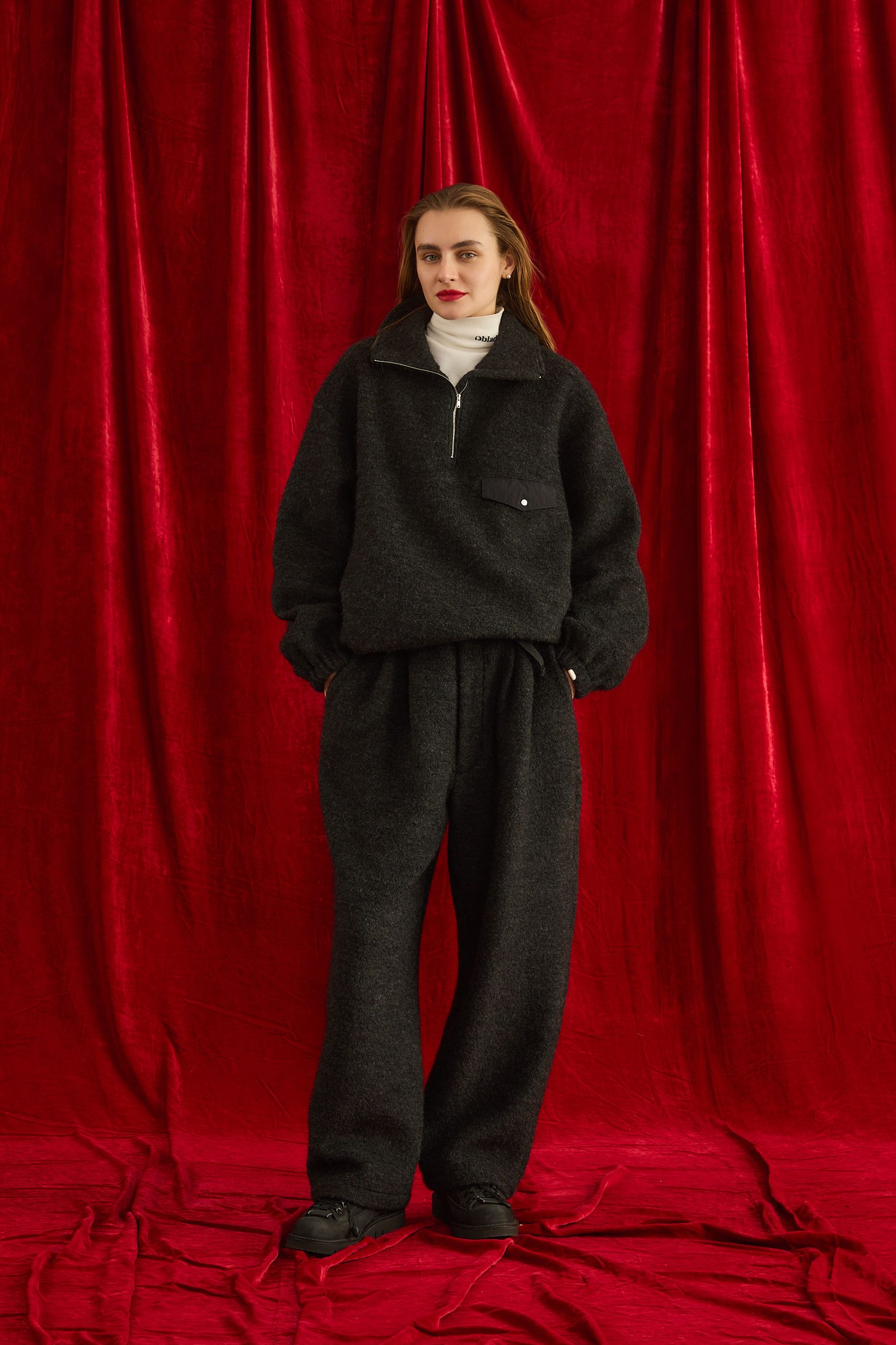 WOOL FLEECE TOPS / ハーフジップフリース / チャコールグレー