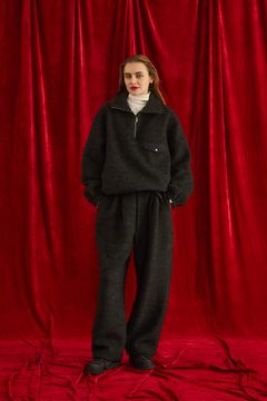 WOOL FLEECE TOPS / ハーフジップフリース / チャコールグレー