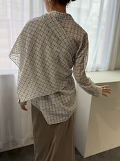 sheer check scarf shirt / シアーチェックスカーフシャツ / アイボリー