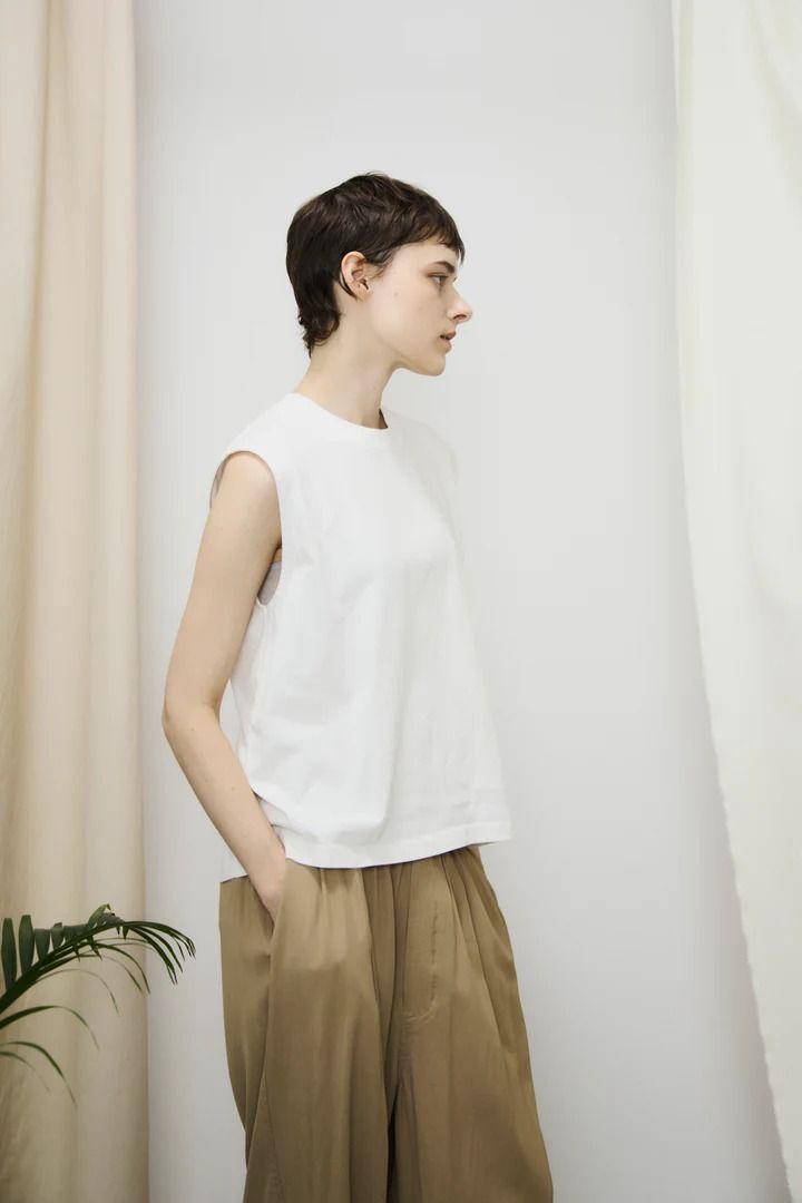 dry touch cotton jersey sleeveless Tee / ノースリーブカットソー / ホワイト