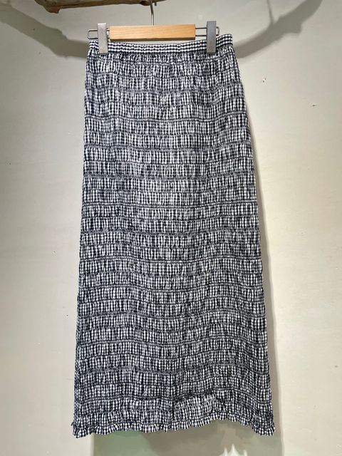 Poplin Shirring Skirt / シャーリングタイトスカート / ギンガムチェック /  ブラック