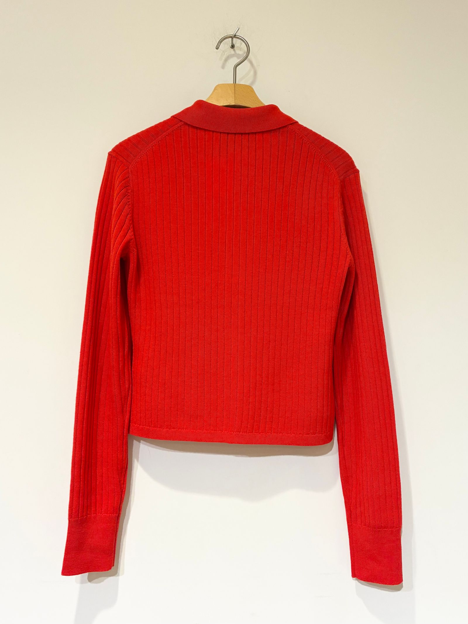 ウールアウトフィット ポロカーディガン / ポロニット / レッド / オレンジ