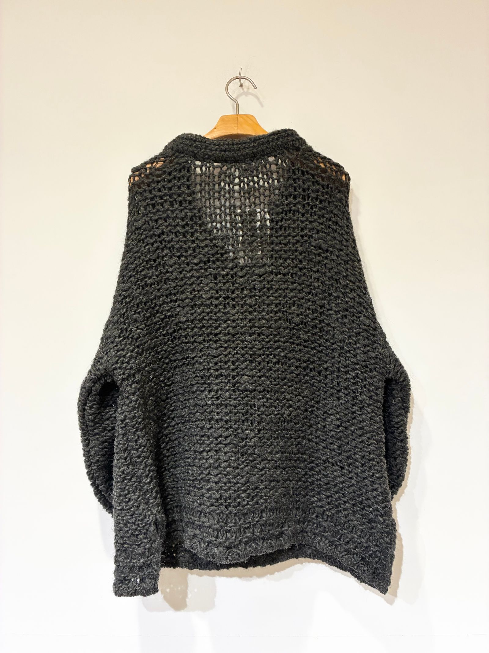 ROW WOOLパーカーライクニット / ローゲージニット / チャコールグレー