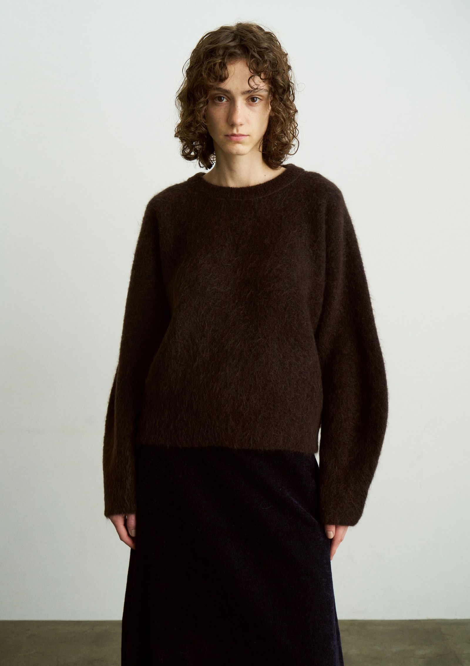 STRETCH SUPERKID MOHAIR CREW-NECK P/O / モヘヤニット / ダークブラウン
