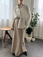 sheer check scarf shirt / シアーチェックスカーフシャツ / アイボリー