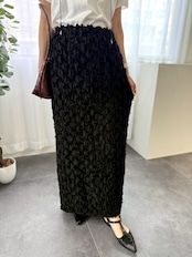 fringe jacquard tight skirt / フリンジジャガードタイトスカート / ブラック