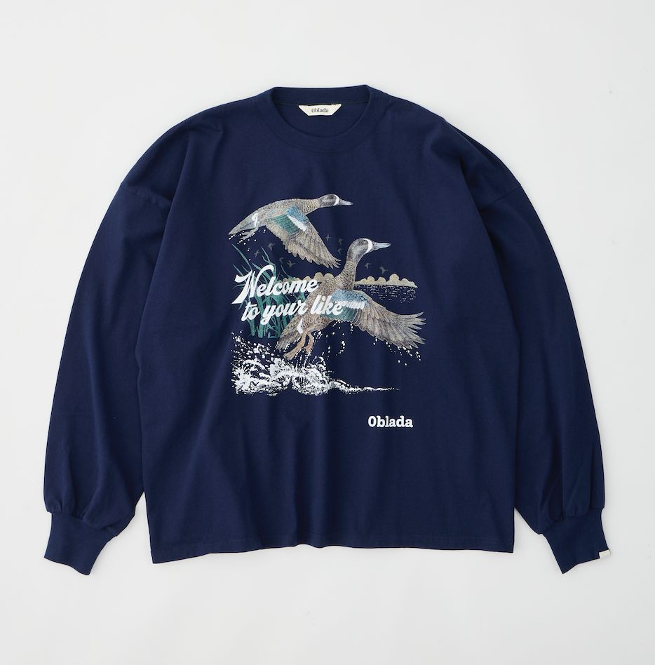 BIRD LONG TEE / プリントロンT / ネイビー