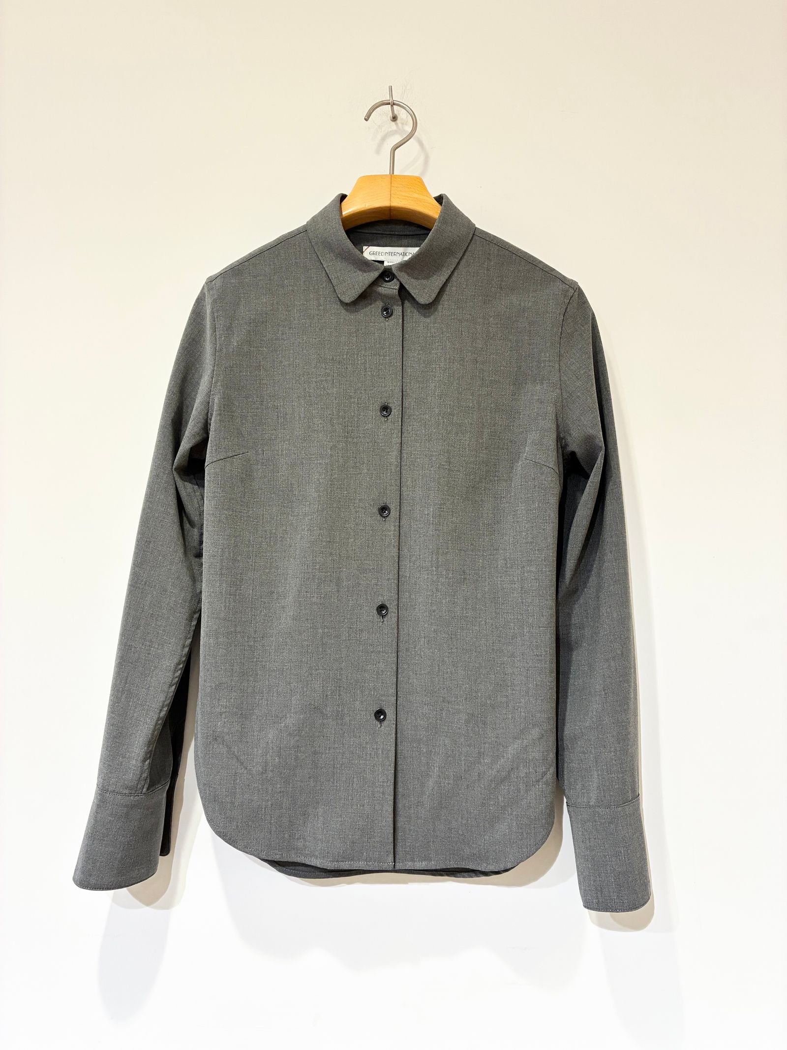 Flow Slim Shirts / ロングスリーブベーシックウールシャツ / チャコールグレー