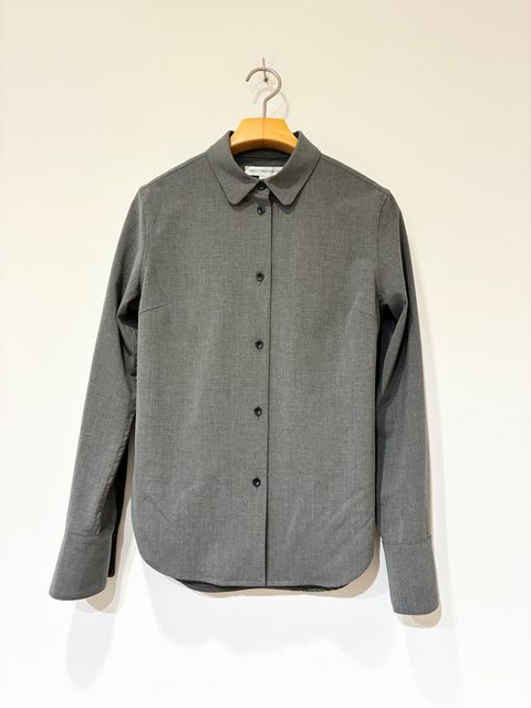 Flow Slim Shirts / ロングスリーブベーシックウールシャツ / チャコールグレー