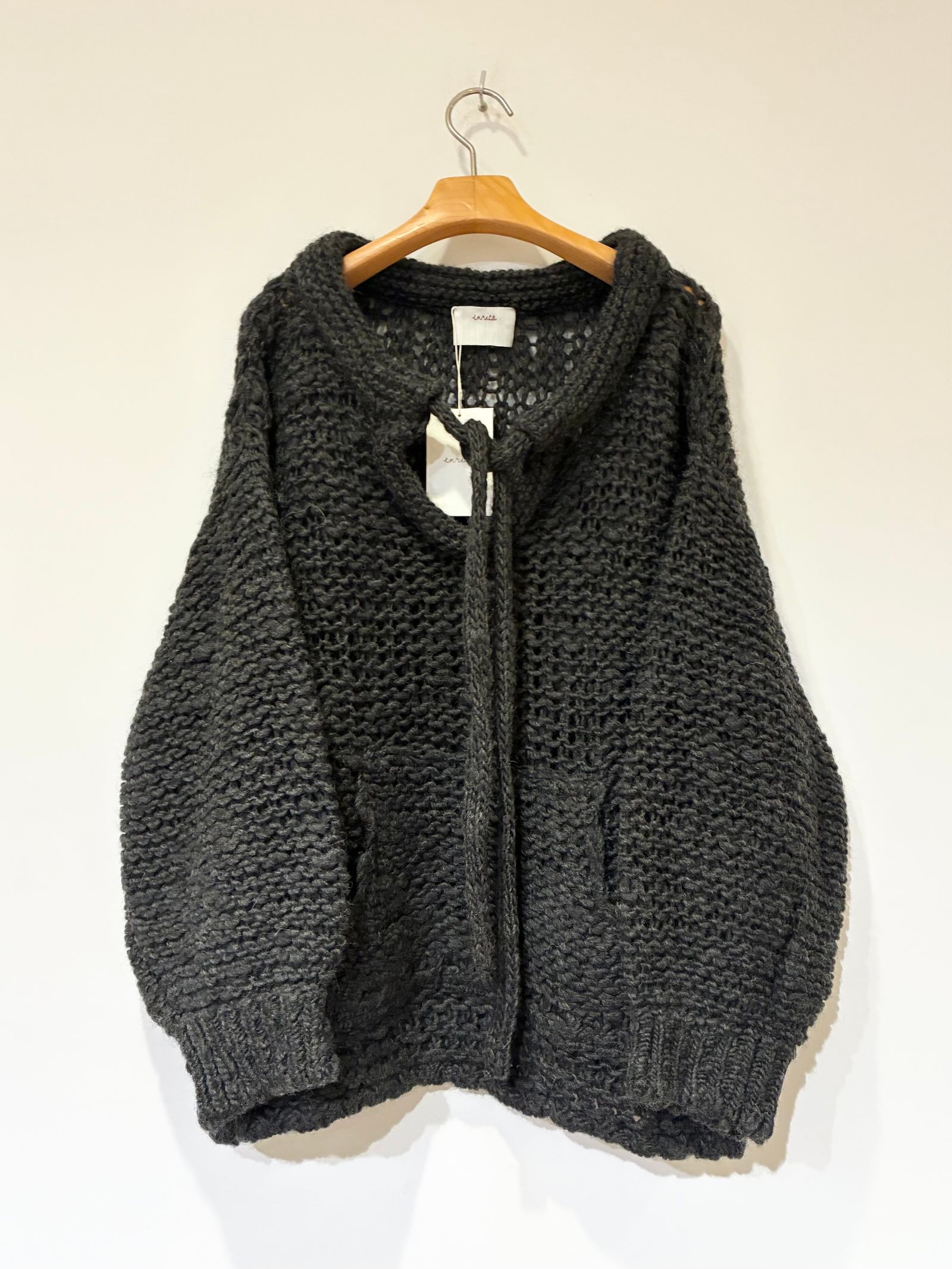 ROW WOOLパーカーライクニット / ローゲージニット / チャコールグレー