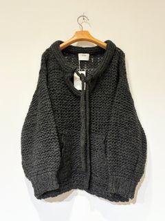 ROW WOOLパーカーライクニット / ローゲージニット / チャコールグレー