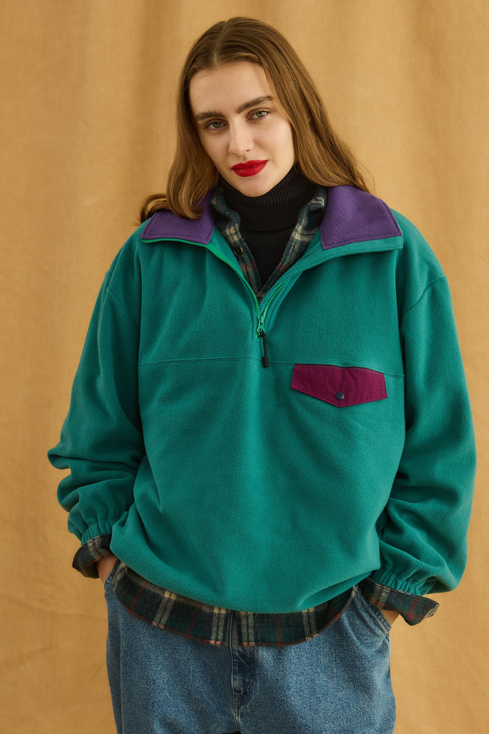 FLEECE TOPS / ハーフジップ / グリーン