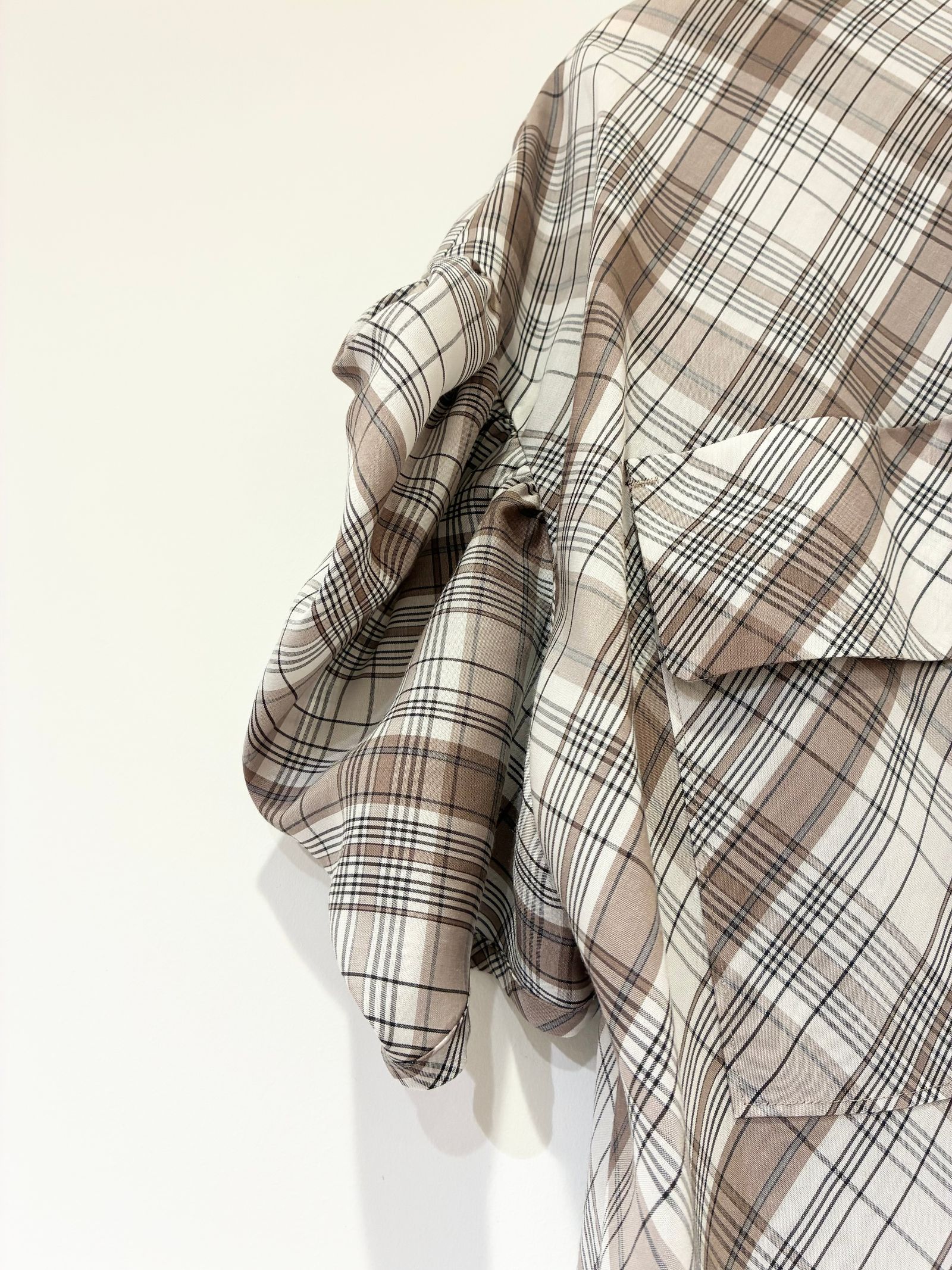 Sienna Glow Check Puff Blouse / パフスリーブチェックブラウス / ブラウン