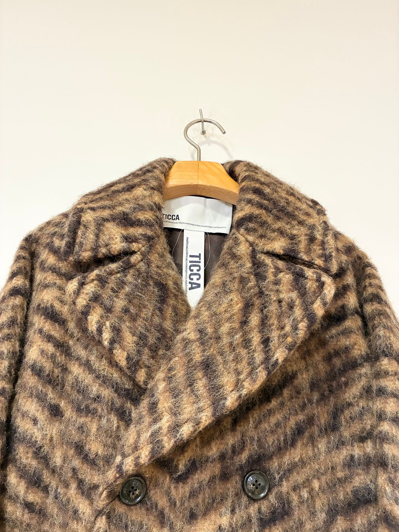 ウールゼブラシャギーピーコート / ベージュ