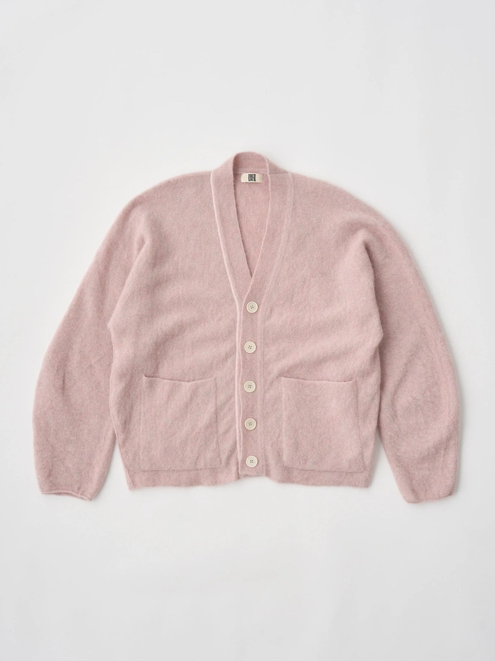 STRETCH SUPERKID MOHAIR V-NECK CARDIGAN / ニットカーディガン / ピンク