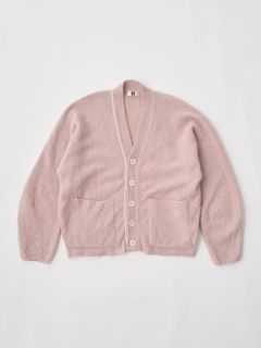 STRETCH SUPERKID MOHAIR V-NECK CARDIGAN / ニットカーディガン / ピンク