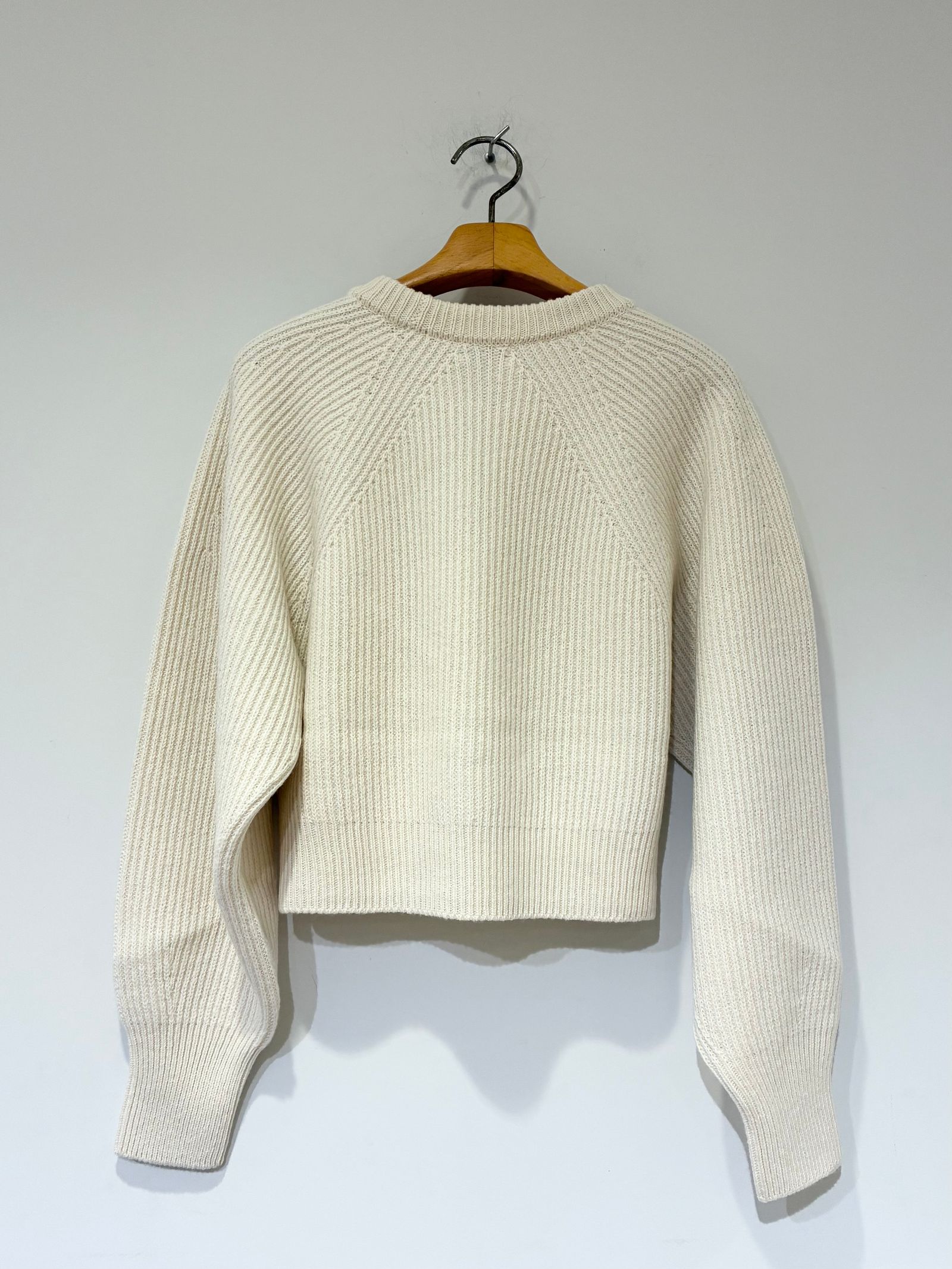 WOOLEN COTTON & EX.FINE LAMBS WOOL RIBBED-KNIT P/O / ショート丈ニット / ホワイト