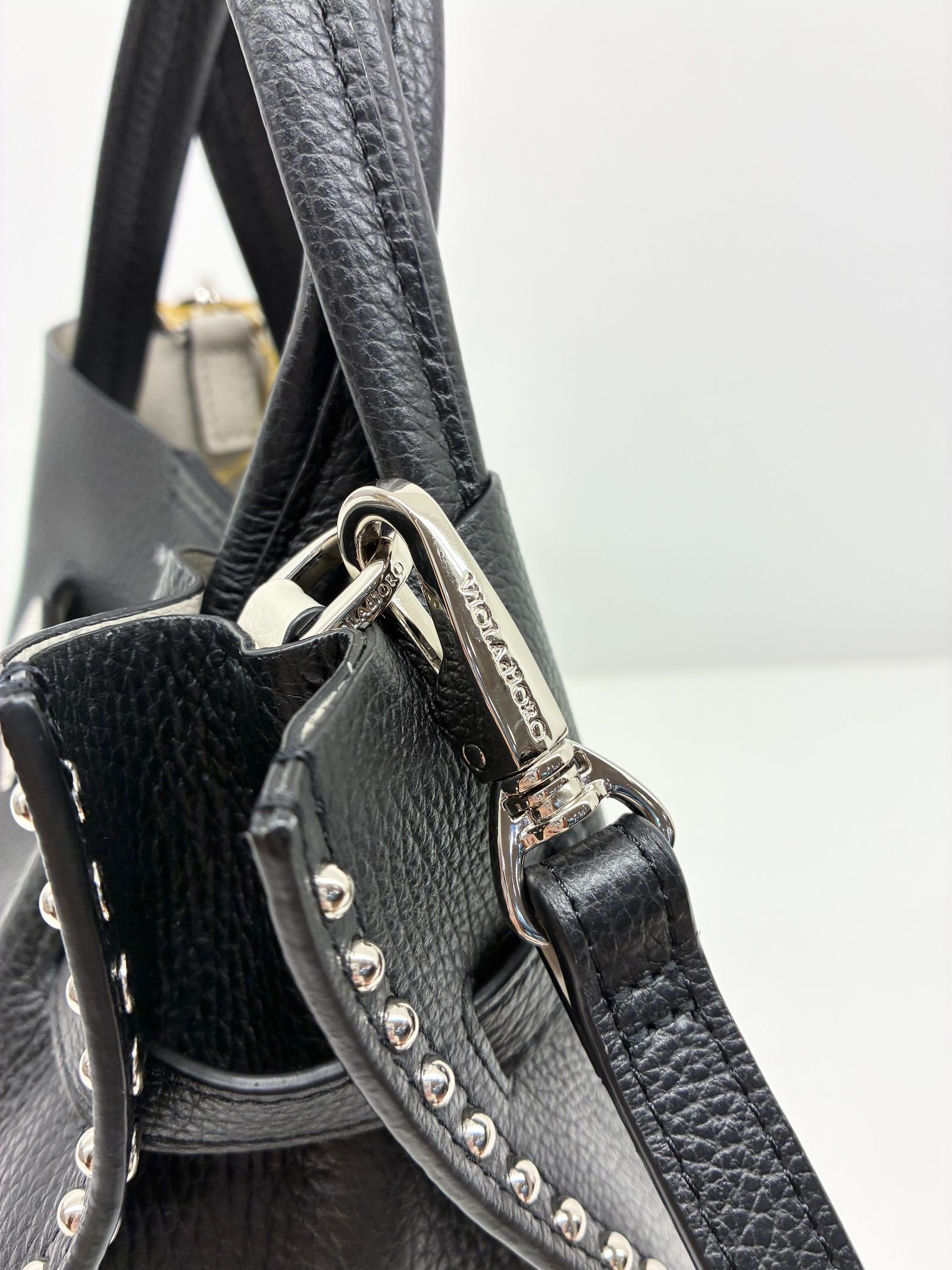 MIRO / スタッズ付き2wayレザートートバッグ / ブラック